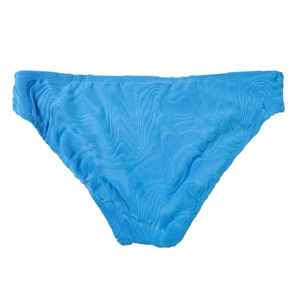 Bar III Blue Terry Textured Shirred-Side Bikini Bottoms New With Tags